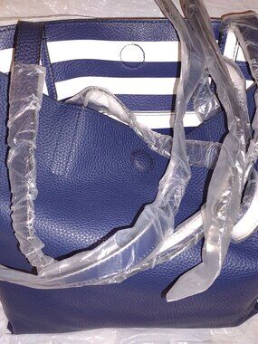 Navy & White Nautical ⚓ Multi Function Reversible Tote Bag • Crossbody • Satchel